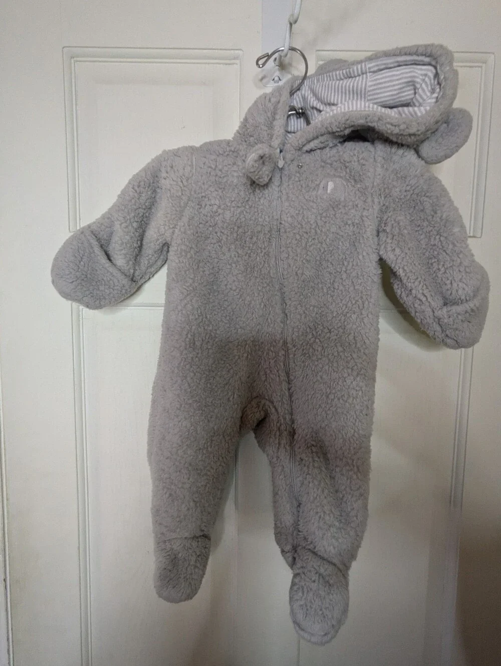 Carter's Cozy Gray Sherpa Baby One-Piece with Hood